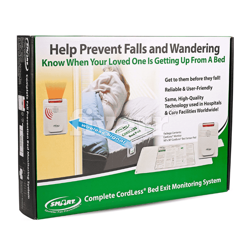Smart Caregiver Cordless Bed Exit Monitoring System Alarm with Bed Pressure Sensing Pad - Help Prevent Falls & Wandering While Unattended - Senior.com Patient Monitors